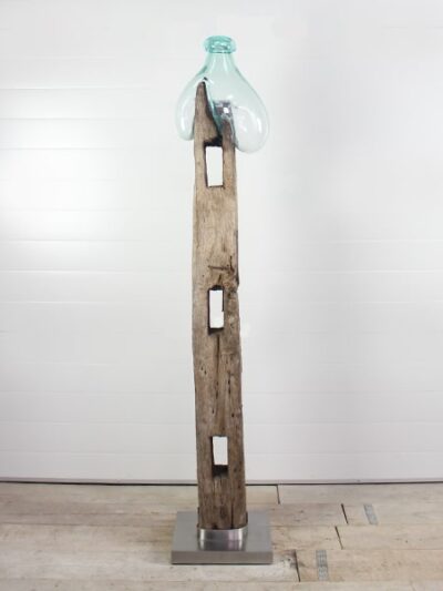 Houtsculptuur – Bruin – Teakhout – Houtsculptuur 67 GJ – 173x30x17 cm